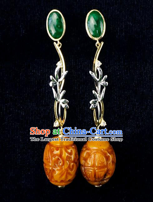 Top Grade Chinese Traditional Classical Argent Orchid Earrings Handmade Beeswax Ear Jewelry Accessories