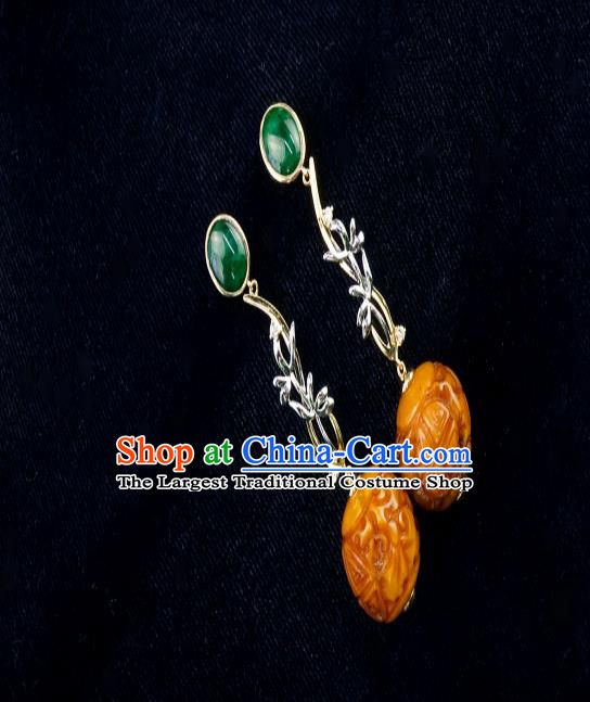 Top Grade Chinese Traditional Classical Argent Orchid Earrings Handmade Beeswax Ear Jewelry Accessories