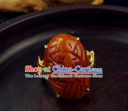 Chinese Traditional Carving Beeswax Ring Ancient Wedding Jewelry Accessories