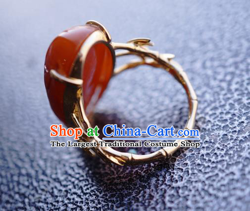 Chinese Traditional Carving Beeswax Ring Ancient Wedding Jewelry Accessories