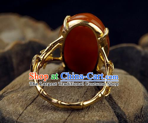 Chinese Traditional Carving Beeswax Ring Ancient Wedding Jewelry Accessories