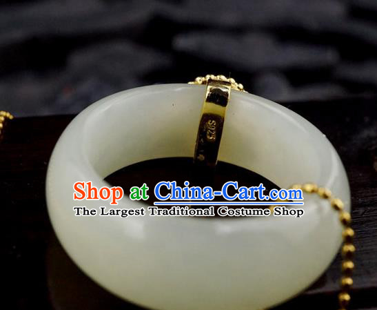 Chinese Traditional White Jade Ring Ancient Wedding Gems Jewelry Accessories