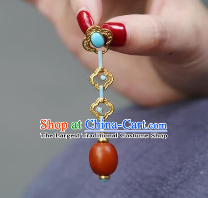 Top Grade Chinese Qing Dynasty Beeswax Accessories Classical Court Earrings Traditional Handmade Ear Jewelry