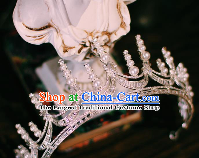 Baroque Bride Crystal Royal Crown Handmade Wedding Jewelry Accessories European Princess Birthday Headwear