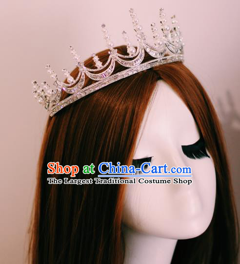 Baroque Bride Crystal Royal Crown Handmade Wedding Jewelry Accessories European Princess Birthday Headwear