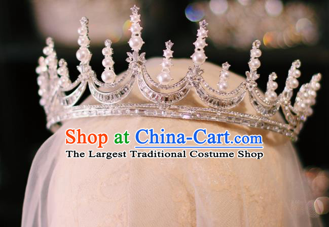 Baroque Bride Crystal Royal Crown Handmade Wedding Jewelry Accessories European Princess Birthday Headwear
