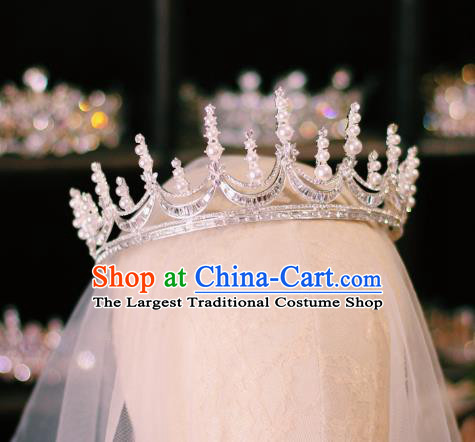 Baroque Bride Crystal Royal Crown Handmade Wedding Jewelry Accessories European Princess Birthday Headwear