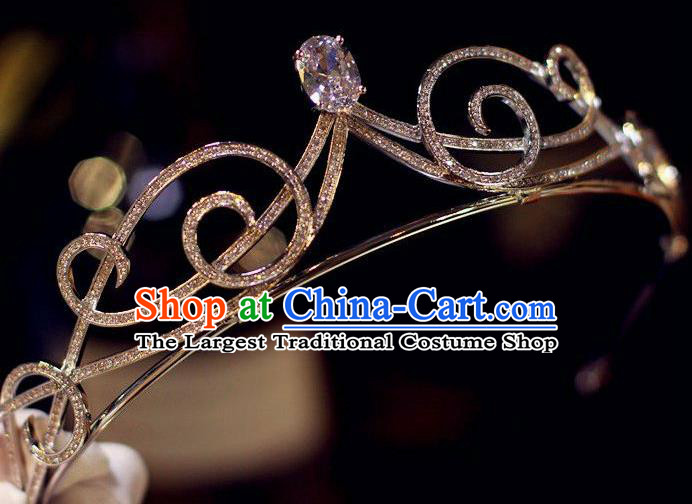 European Princess Golden Headwear Handmade Wedding Crystal Jewelry Accessories Baroque Bride Zircon Royal Crown