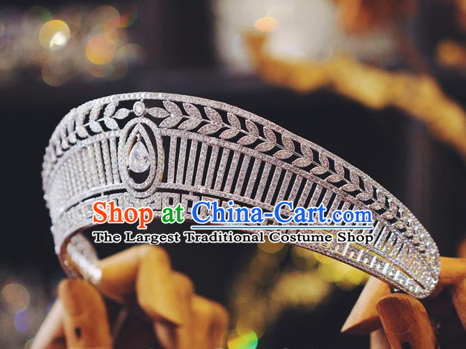 Handmade Baroque Bride Wedding Luxury Zircon Royal Crown European Crystal Jewelry Accessories Princess Headwear