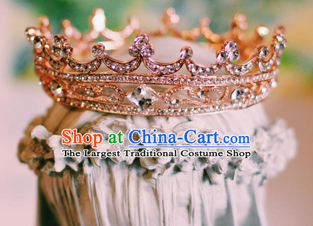 Handmade Women Jewelry Accessories European Princess Headwear Wedding Luxury Round Royal Crown Baroque Zircon Hair Clasp