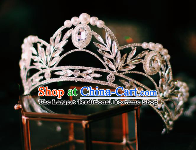 Handmade Luxury Zircon Royal Crown Baroque Wedding Women Jewelry Accessories European Princess Headwear