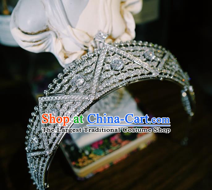 European Retro Hair Accessories Bride Zircon Royal Crown Wedding Princess Jewelry