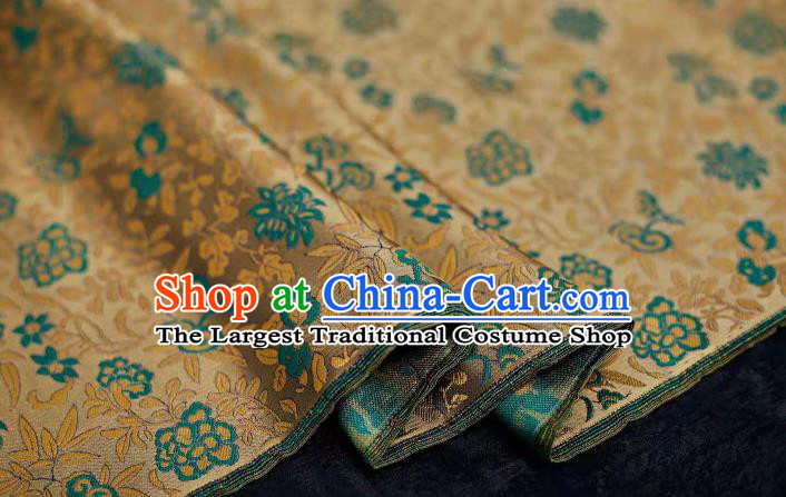 Chinese Classical Twine Chrysanthemum Pattern Design Brown Song Brocade Fabric Asian Traditional Silk Material