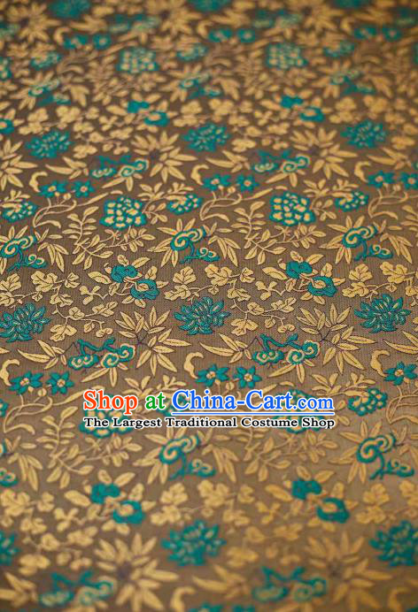 Chinese Classical Twine Chrysanthemum Pattern Design Brown Song Brocade Fabric Asian Traditional Silk Material