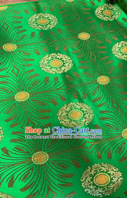 Chinese Classical Sunflowers Pattern Design Green Brocade Fabric Asian Traditional Satin Tang Suit Silk Material