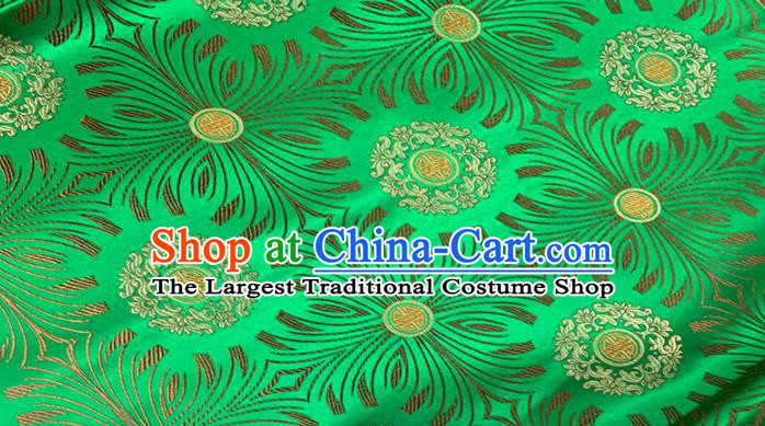 Chinese Classical Sunflowers Pattern Design Green Brocade Fabric Asian Traditional Satin Tang Suit Silk Material