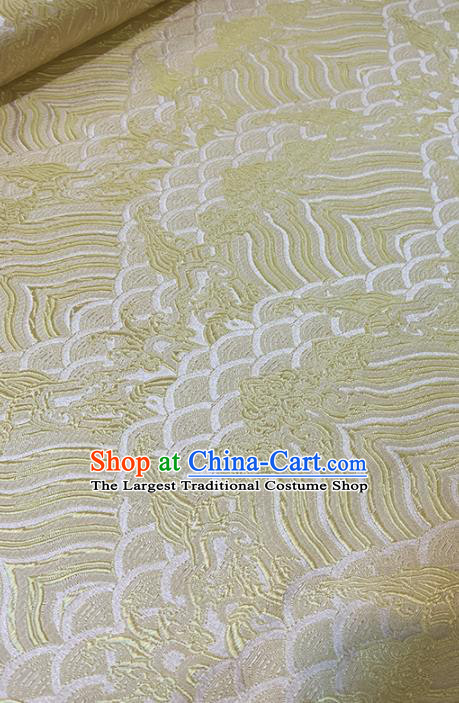 Chinese Classical Sea Wave Pattern Design White Brocade Fabric Asian Traditional Satin Tang Suit Silk Material