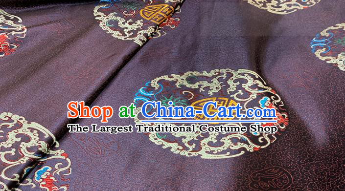 Chinese Classical Lucky Bats Pattern Design Brown Brocade Fabric Asian Traditional Satin Tang Suit Silk Material