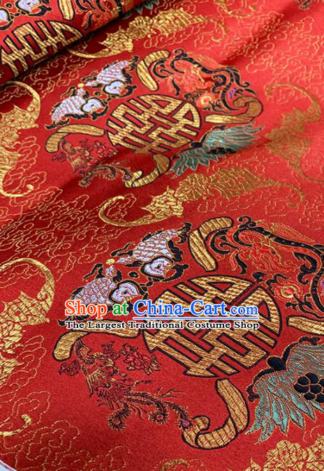 Chinese Classical Fancy Carp Pattern Design Red Brocade Fabric Asian Traditional Satin Tang Suit Silk Material