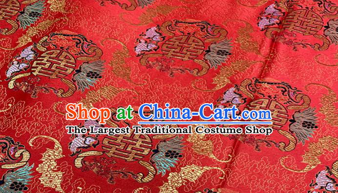Chinese Classical Fancy Carp Pattern Design Red Brocade Fabric Asian Traditional Satin Tang Suit Silk Material
