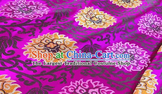 Chinese Classical Buddhism Lotus Pattern Design Rosy Brocade Fabric Asian Traditional Satin Tang Suit Silk Material
