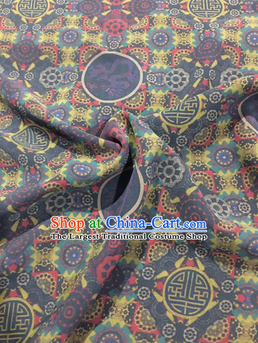 Chinese Classical Pattern Design Navy Gambiered Guangdong Gauze Fabric Asian Traditional Cheongsam Silk Material
