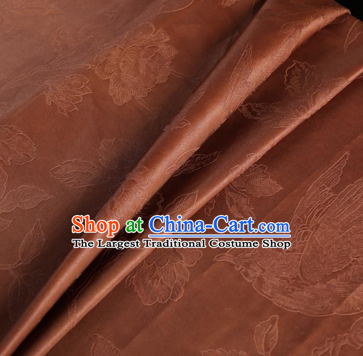 Chinese Classical Flowers Birds Pattern Design Deep Pink Mulberry Silk Fabric Asian Traditional Cheongsam Silk Material