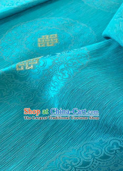 Chinese Classical Royal Pattern Design Light Blue Brocade Fabric Asian Traditional Satin Tang Suit Silk Material