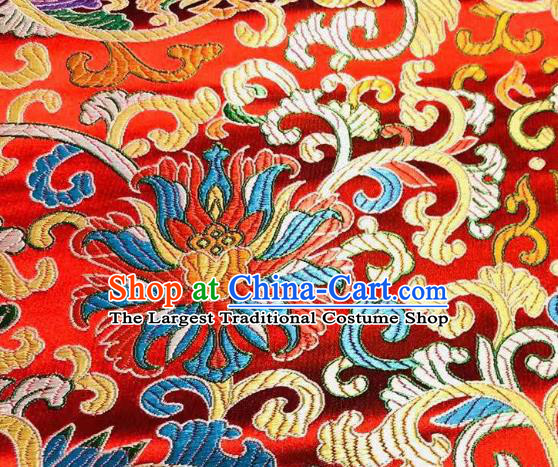 Chinese Classical Royal Pattern Design Red Brocade Fabric Asian Traditional Satin Tang Suit Silk Material