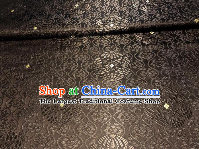 Chinese Classical Royal Sunflowers Pattern Design Deep Brown Brocade Fabric Asian Traditional Satin Tang Suit Silk Material
