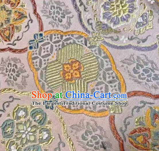 Japanese Kimono Classical Pattern Design Pink Brocade Fabric Asian Traditional Satin Silk Material