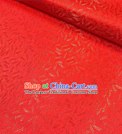 Chinese Classical Wheat Pattern Design Red Brocade Fabric Asian Traditional Satin Silk Material