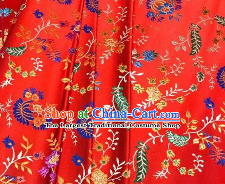 Chinese Classical Chrysanthemum Pattern Design Red Brocade Fabric Asian Traditional Satin Silk Material