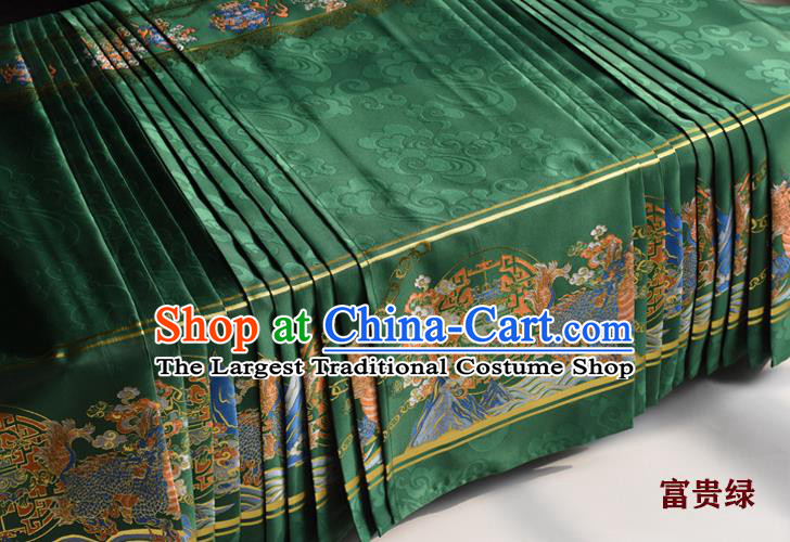 Chinese Ancient Princess Green Brocade Horse Face Skirt Traditional Ming Dynasty Court Lady Costumes for Women
