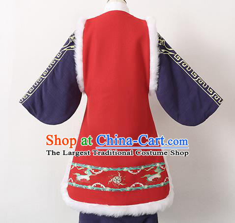 Chinese Traditional Girls Embroidered Red Vest Ancient Ming Dynasty Princess Costume for Kids