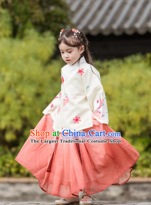 Chinese Traditional Girls Costume Ancient Ming Dynasty Princess Hanfu Dress for Kids