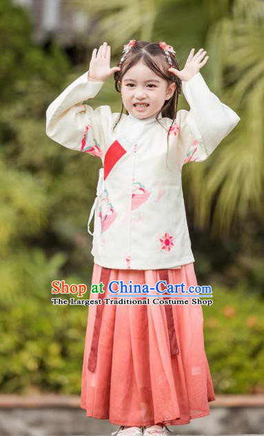 Chinese Traditional Girls Costume Ancient Ming Dynasty Princess Hanfu Dress for Kids
