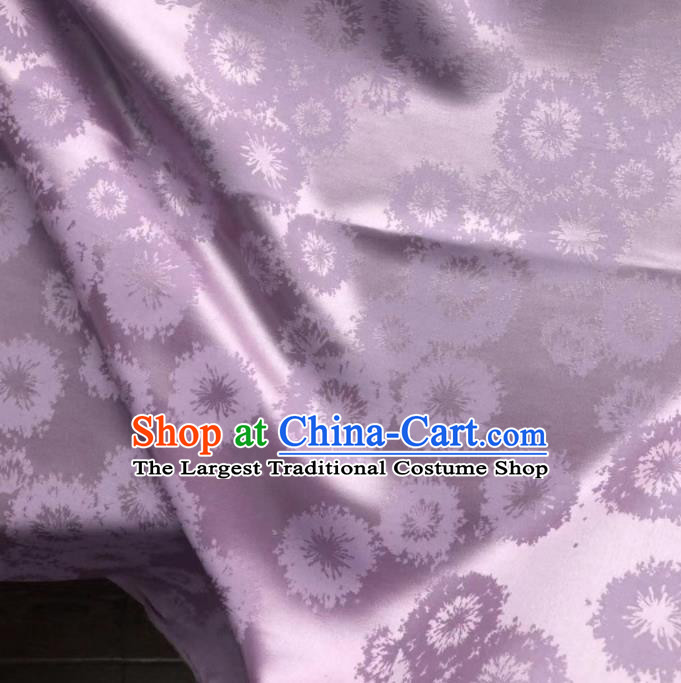 Chinese Classical Dandelion Pattern Design Lilac Silk Fabric Asian Traditional Cheongsam Brocade Material