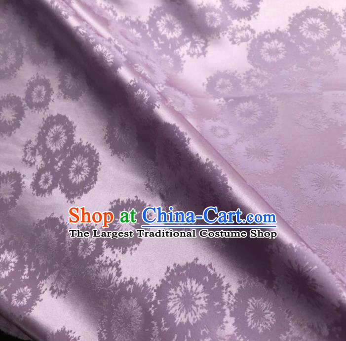 Chinese Classical Dandelion Pattern Design Lilac Silk Fabric Asian Traditional Cheongsam Brocade Material
