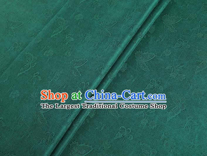 Chinese Classical Butterfly Pattern Design Green Gambiered Guangdong Gauze Fabric Asian Traditional Cheongsam Silk Material