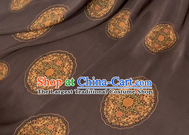 Asian Chinese Traditional Round Pattern Design Brown Gambiered Guangdong Gauze Fabric Silk Material