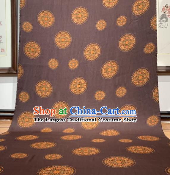 Asian Chinese Traditional Round Pattern Design Brown Gambiered Guangdong Gauze Fabric Silk Material