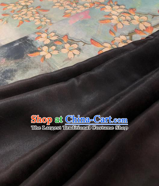 Asian Chinese Traditional Pear Flowers Pattern Design Blue Gambiered Guangdong Gauze Fabric Silk Material