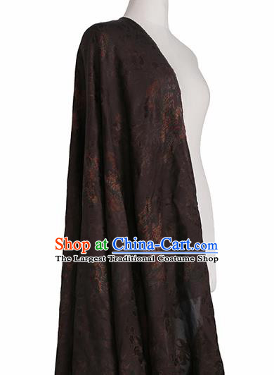 Chinese Classical Jacquard Pattern Design Deep Brown Gambiered Guangdong Gauze Fabric Asian Traditional Cheongsam Silk Material
