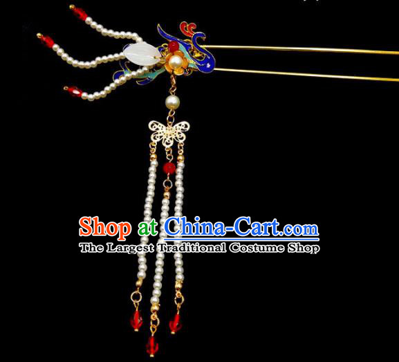 Chinese Classical Wedding Pearls Phoenix Hair Clip Hair Accessories Ancient Bride Tassel Hairpins for Women