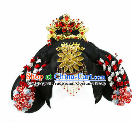 Chinese Ancient Princess Golden Hair Comb and Wigs Hair Accessories Drama Imperial Concubine Chignon for Women