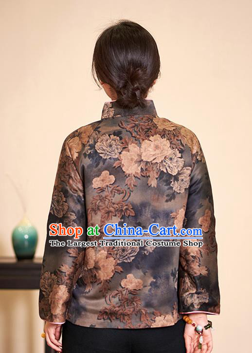 Top Grade Traditional Chinese Embroidered Grey Blouse Tang Suit Silk Upper Outer Garment for Women