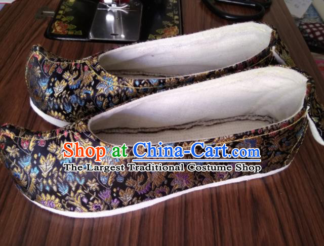 Chinese Traditional Black Brocade Bow Shoes Opera Shoes Hanfu Shoes Ancient Princess Shoes for Women