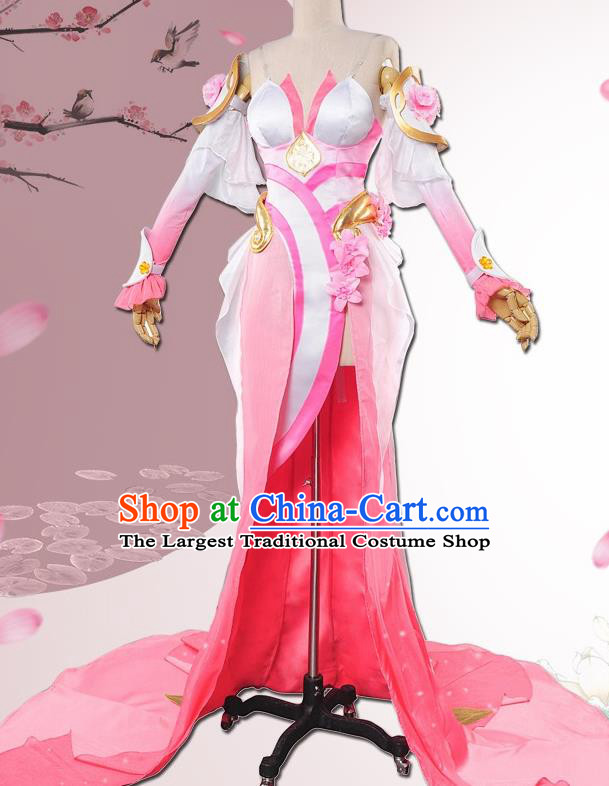 Chinese Cosplay Game Fairy Pink Dress Traditional Ancient Princess Female Swordsman Costume for Women
