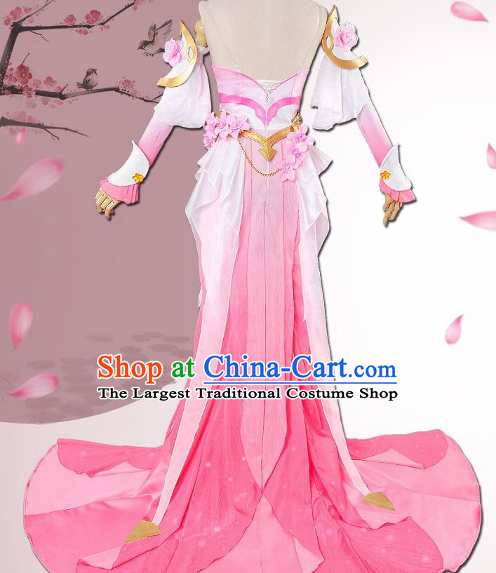 Chinese Cosplay Game Fairy Pink Dress Traditional Ancient Princess Female Swordsman Costume for Women